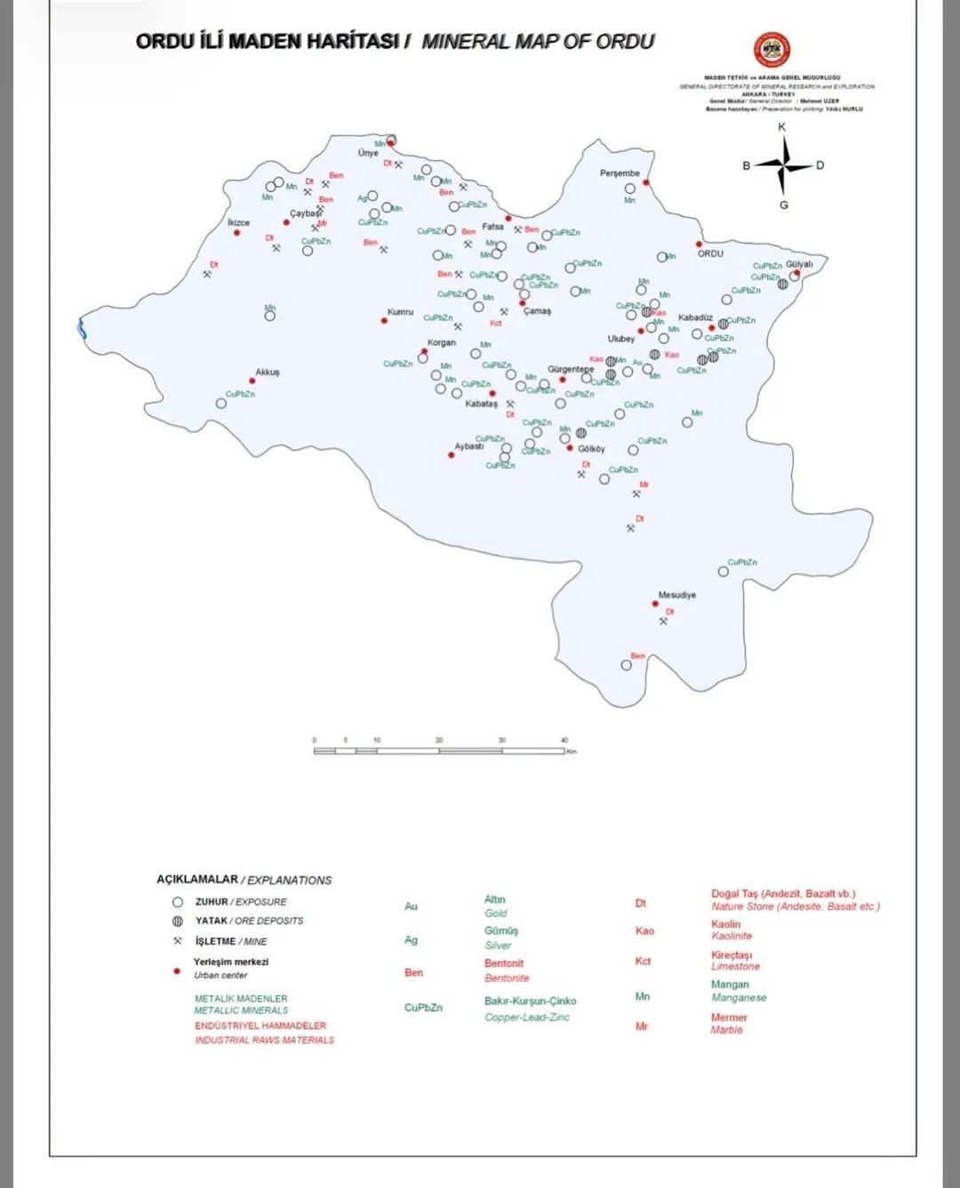 ORDU’NUN MADEN HARİTASI YAYINLANDI. Hangi ilçede hangi maden var?
