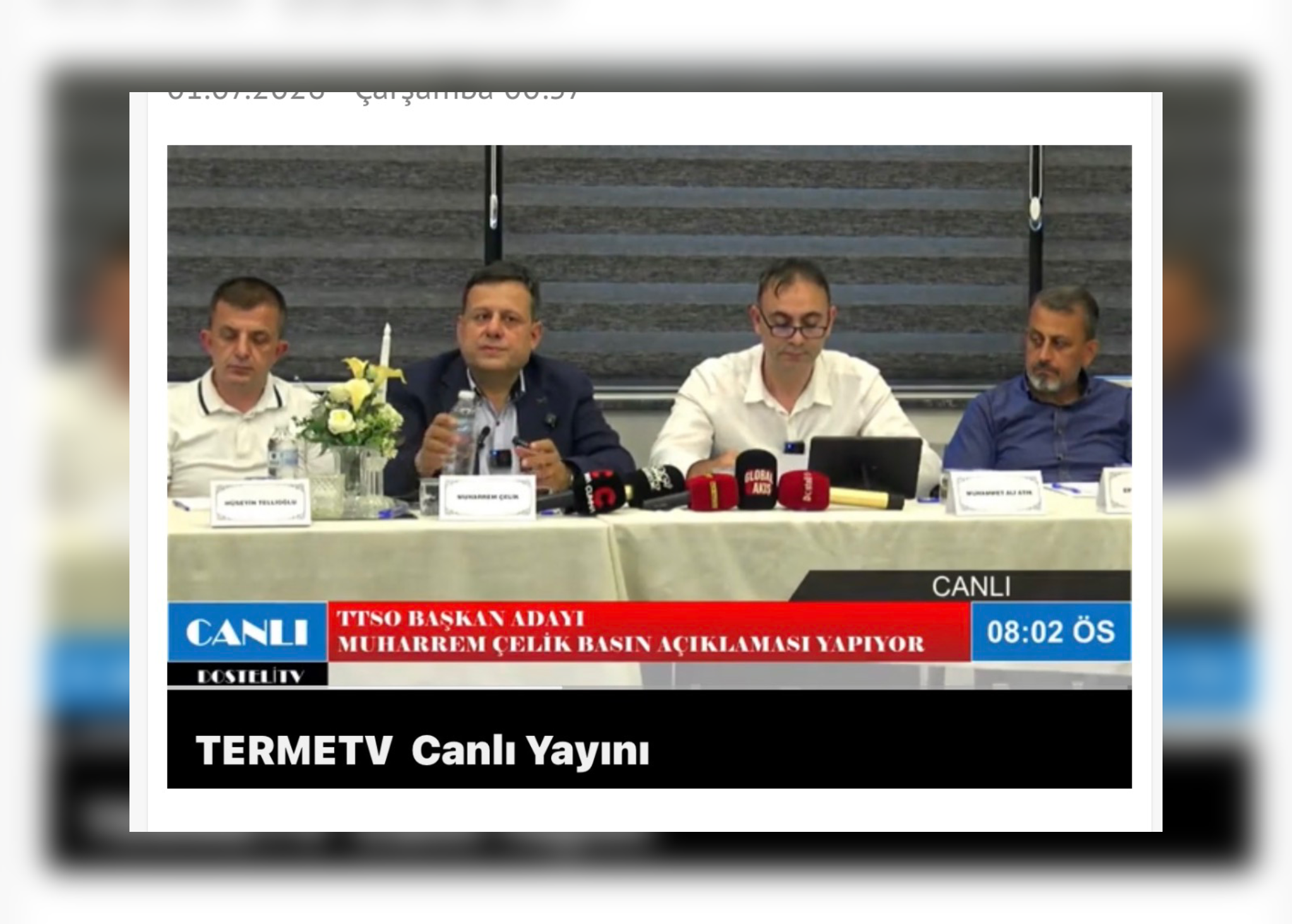 SADAKAT HABER MEDYA GRUBU’NDAN ÖRNEK CANLI YAYIN  Muharrem Çelik, Terme’nin Geleceğine Dair Projelerini Kamuoyuyla Paylaştı